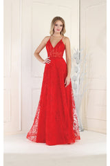 May Queen MQ1996 Embroiderd Lace Prom Gown