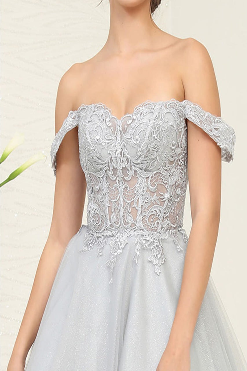 May Queen MQ2009 Corset A - Line Lace Appliqued Cocktail Dress - Dress