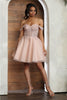 May Queen MQ2009 Corset A - Line Lace Appliqued Cocktail Dress - Dress