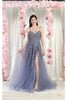 May Queen MQ2013 Corset Back Formal Gown - DUSTY BLUE / 2 - Dress