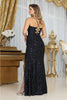 May Queen MQ2020 Sequin Spaghetti Strap Corset Bodice High Slit Gown - Dress
