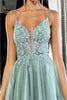 May Queen MQ2025 Lace Appliqued Spaghetti Strap Glitter Hoco Dress - Dress