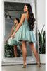 May Queen MQ2025 Lace Appliqued Spaghetti Strap Glitter Hoco Dress - Dress