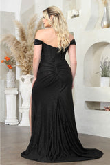 May Queen MQ2027 Glitter Illusion Ruched Back Red Carpet Dress - Dress