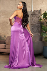 May Queen MQ2039 Sweetheart High Slit Pageant Long Gown - Dress