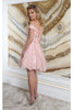 May Queen MQ2042 Floral A- line Off Shoulder Bridesmaids Short Dress - Dress