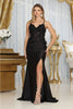 May Queen MQ2043 Sleeveless 3D Flower Lace - Up Back Formal Gown - BLACK / 2 - Dress