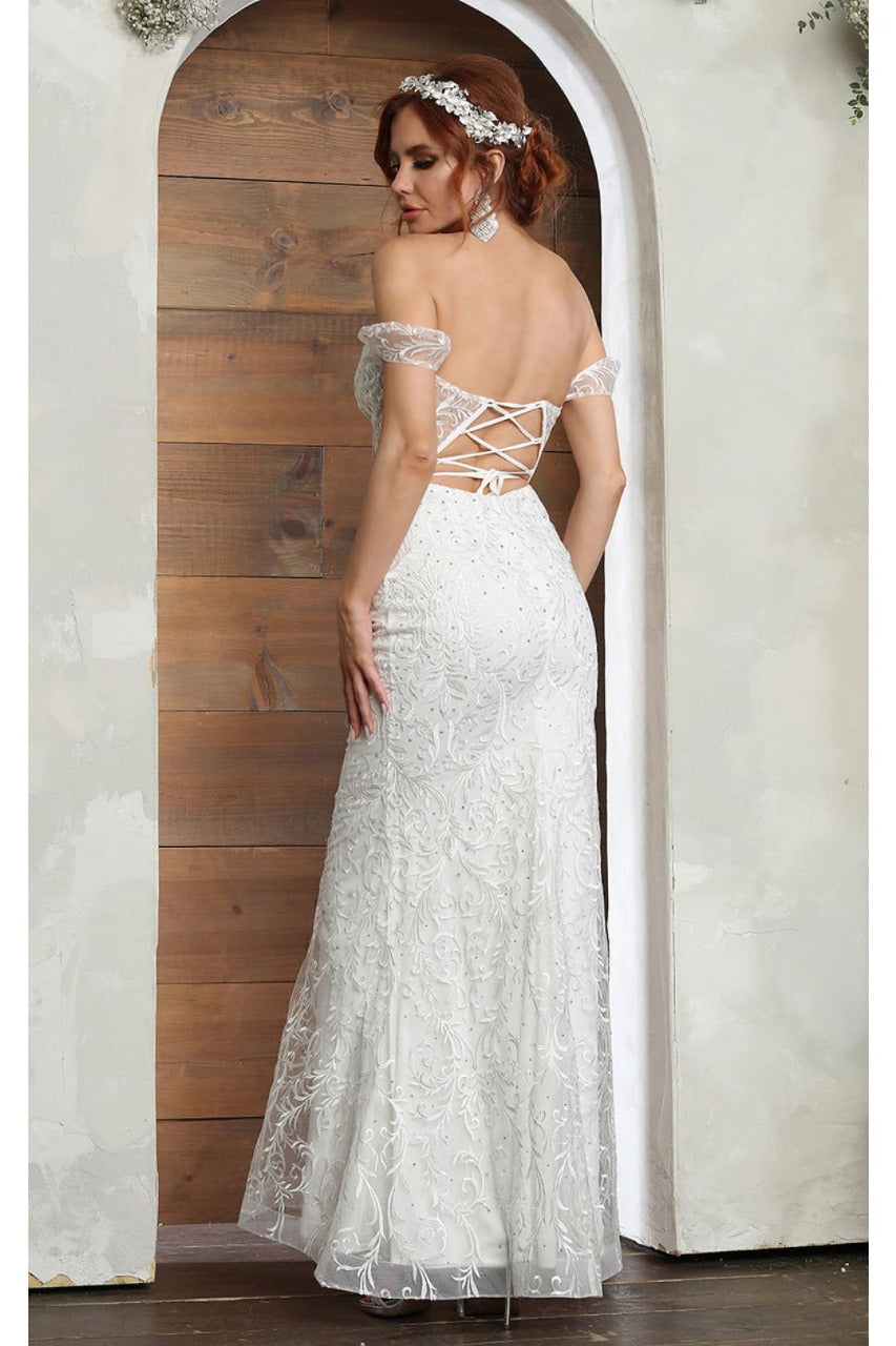 May Queen MQ2044B Sweetheart Ivory Lace up Back Wedding Long Gown - IVORY / 4 - Dress