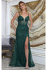 May Queen MQ2054 Spaghetti Strap Gala High Slit Long Dress - Dress
