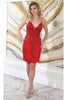 May Queen MQ2060 Glitter Embellished V- Neck Short Prom Dress - Dress