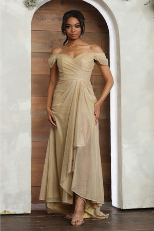 May Queen MQ2063 Off-Shoulder Mother of the Bride Ruched Gown - Dress