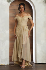 May Queen MQ2063 Off-Shoulder Mother of the Bride Ruched Gown - Dress