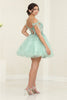 May Queen MQ2066 Sheer Bodice Floral Graduation Short Dress - Dress