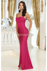 May Queen MQ2068 Spaghetti Strap Pleated Stretchy Black-Tie Gown - Dress