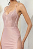 May Queen MQ2078 Spaghetti Straps V-Neck Glitter Long Gala Dress - Dress