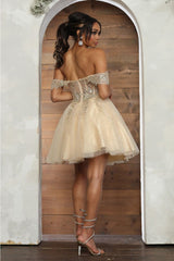 May Queen MQ2080 Sweetheart Leafy Corset A-Line Short Hoco Dress - Dress