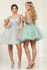 May Queen MQ2082 A-Line Glitter Spaghetti Strap Party Dress - SILVER / 2 - Dress