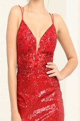 May Queen MQ2084 V-Neck Fitted Graduation Dress - Dress