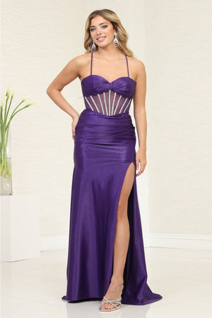 May Queen MQ2088 Sweetheart Prom Embellished Long Dress - PURPLE / 2 - Dress