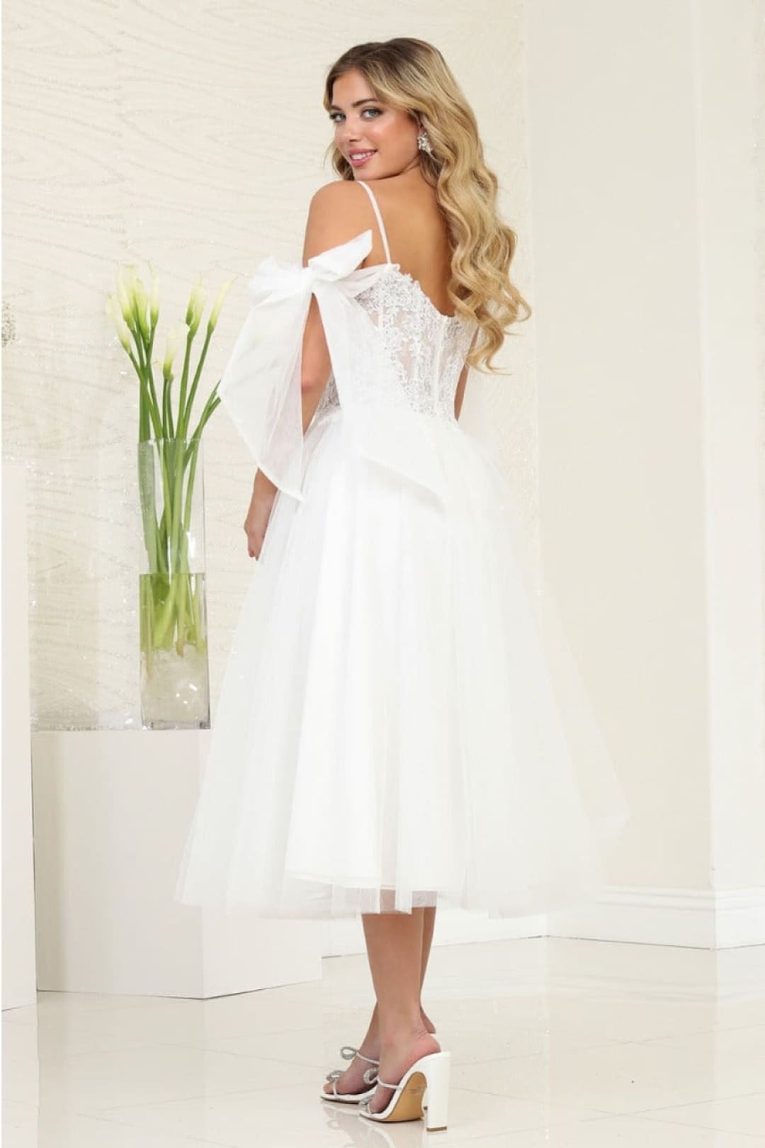 May Queen MQ2089 Back Zipper Tea-Length Hem Dress - Dress