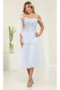 May Queen MQ2089 Back Zipper Tea-Length Hem Dress - Baby Blue / 4 - Dress