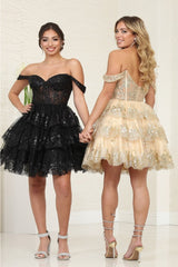 May Queen MQ2094 Sweetheart A-Line Glitter Short Prom Dress - Dress