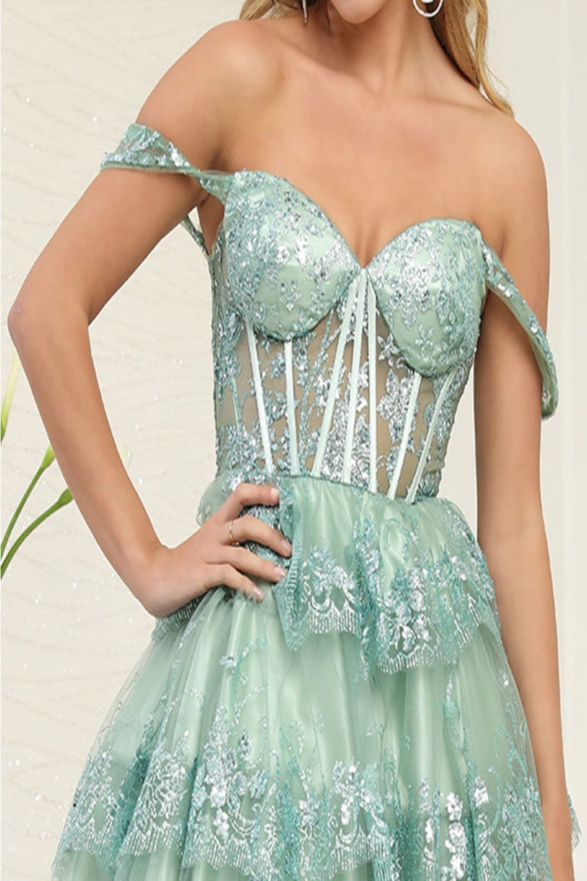 May Queen MQ2094 Sweetheart A-Line Glitter Short Prom Dress - Dress