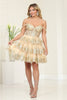 May Queen MQ2094 Sweetheart A-Line Glitter Short Prom Dress - CHAMPAGNE/GOLD / 2 - Dress