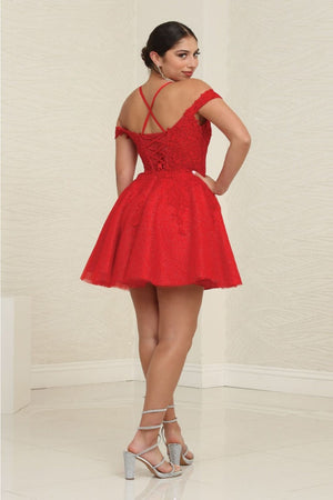 May Queen MQ2099 Cold-Shoulder Cocktail Short Dress - Dress