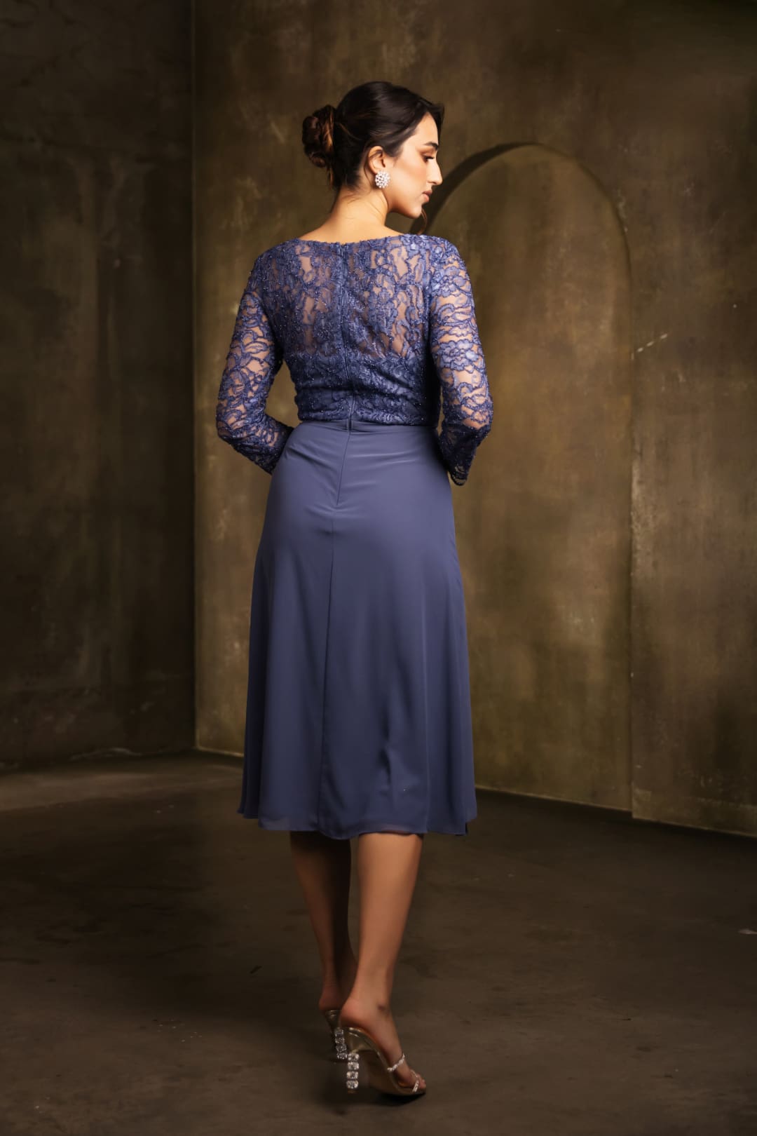 May Queen MQ2100 3/4 Sleeves Tea Length Mother of the Bride Dress - Dress