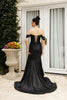 May Queen MQ2104 Draped Sleeves Corset Glitter Red Carpet Gown - Dress