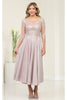 Mother Of The Bride A-Line Round Neck Dress By May Queen MQ2057 - ROSEGOLD / M - Dress