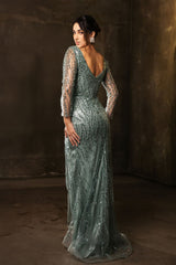 Mother Of The Bride Dress 3/4 Sleeves Mesh Gown By Royal Queen RQ8174 - Dress