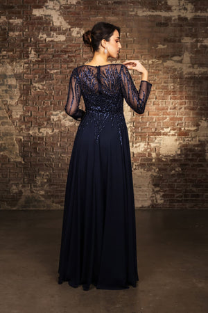 Mother Of The Bride Dress Long Sleeve A-Line Gown By May Queen MQ2161 - Dress