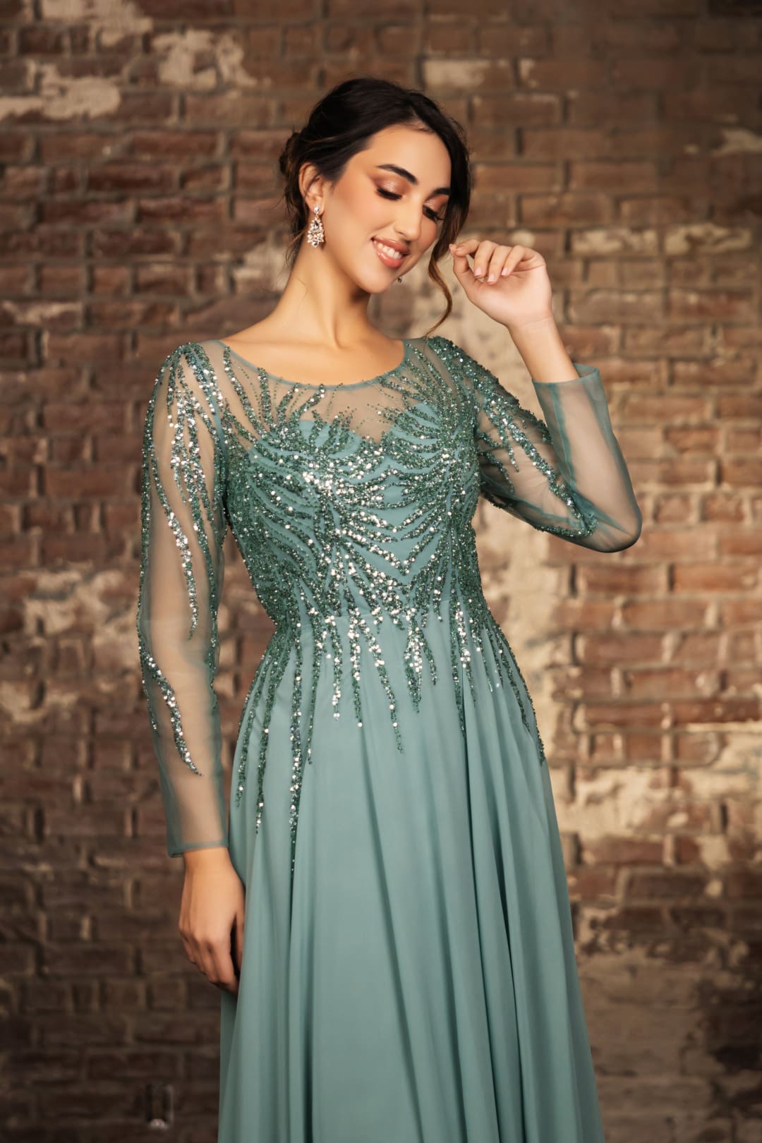 Mother Of The Bride Dress Long Sleeve A-Line Gown By May Queen MQ2161 - Dress