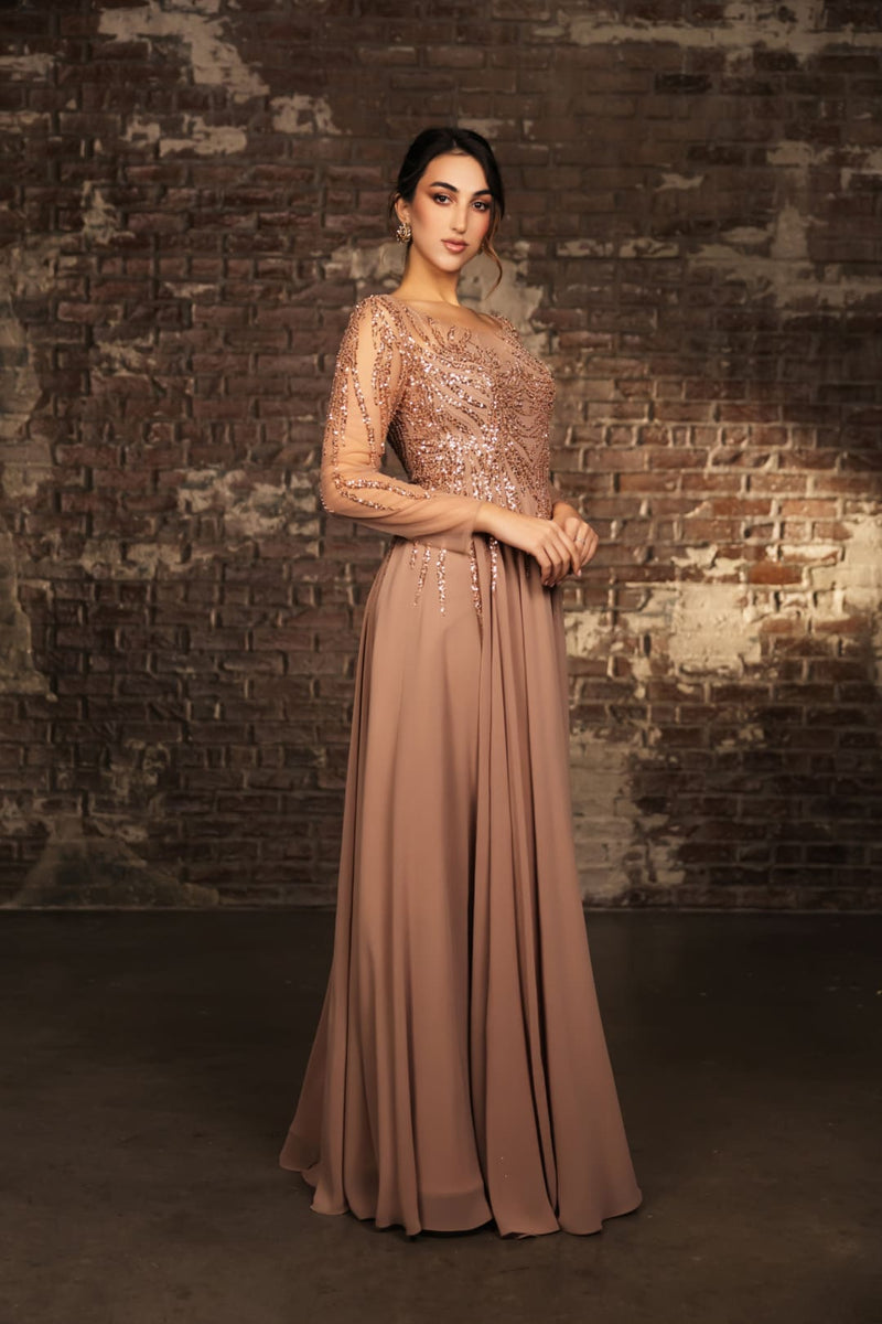 Mother Of The Bride Dress Long Sleeve A-Line Gown By May Queen MQ2161 - Dress