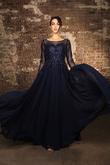 Mother Of The Bride Dress Long Sleeve A-Line Gown By May Queen MQ2161 - Dress