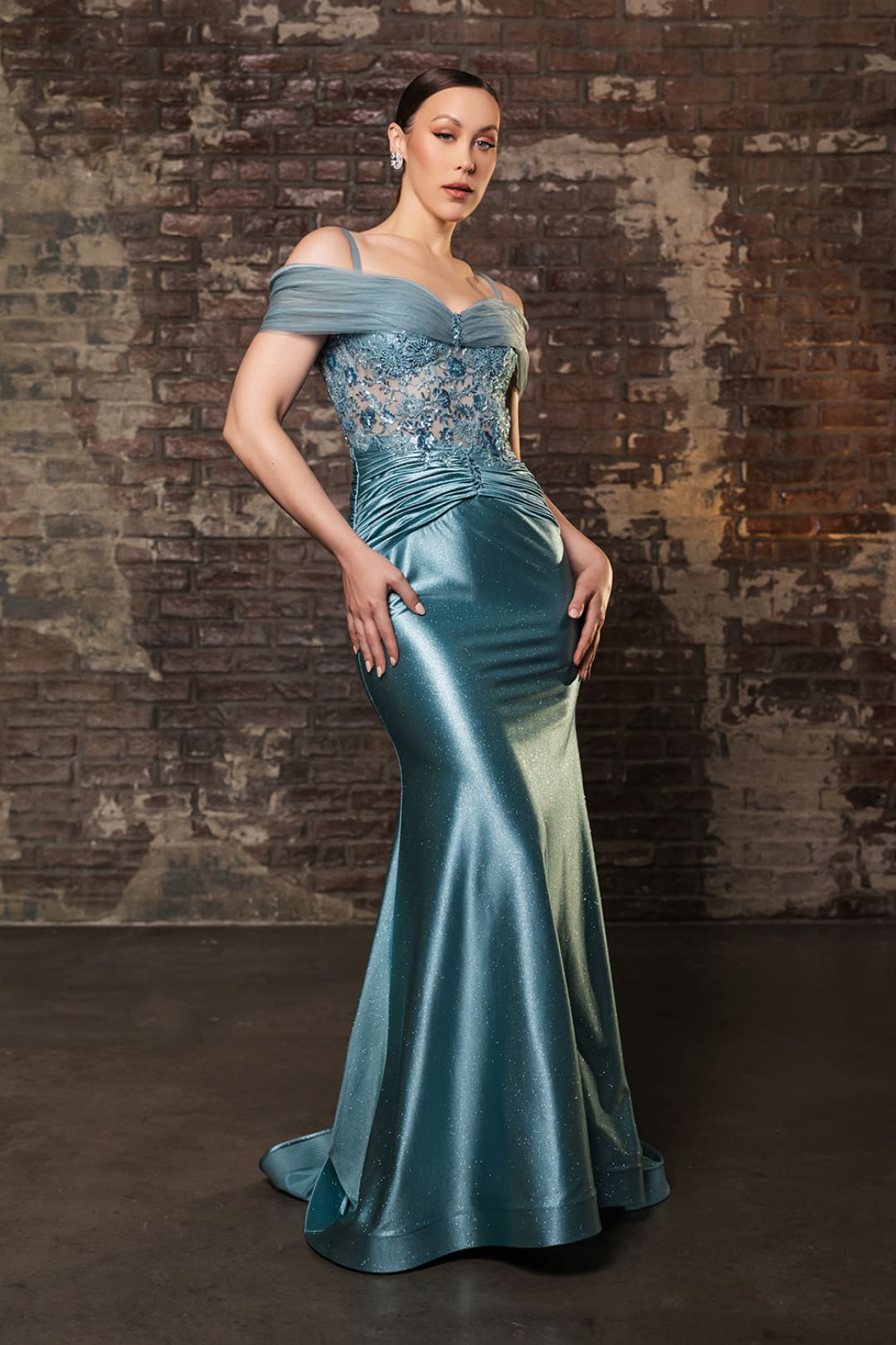 Mother Of The Bride Dress Off The Shoulder Sequin Gown By May Queen MQ2151 - Dress