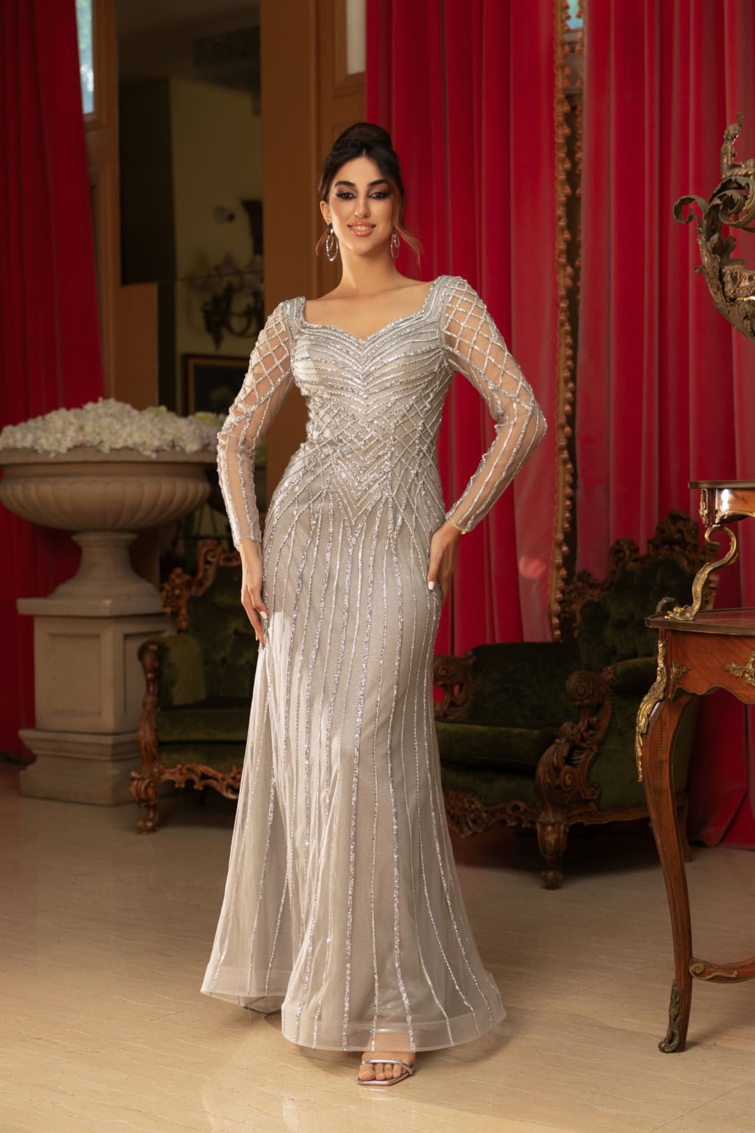 Mother Of The Bride Dress Sweetheart Formal Gown By Royal Queen RQ8132 - SILVER / 8 - Dress
