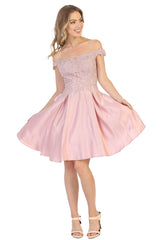 Off Shoulder Cocktail A-line short Dress