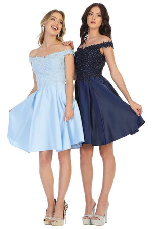 Off Shoulder Cocktail A-line short Dress