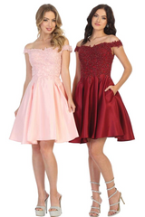 Off Shoulder Cocktail A-line short Dress