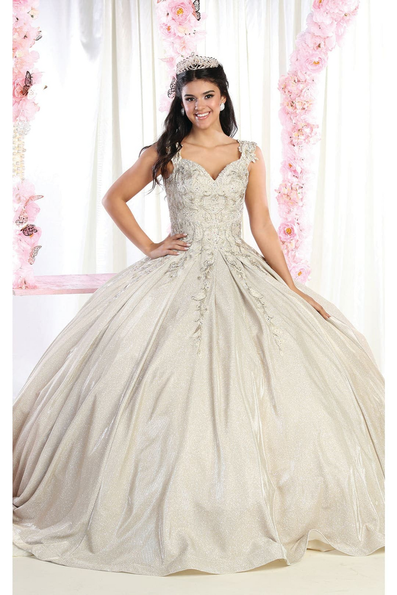 Glittery Quinceañera Ball Gown - CHAMPAGNE / 4