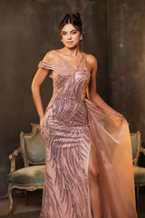 Pageant Dress Asymmetric Sheer Sides Prom Gown By Royal Queen RQ8177 - Dress