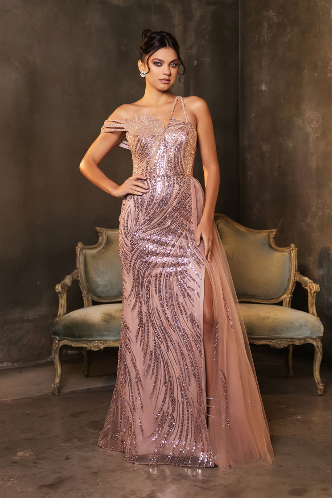 Pageant Dress Asymmetric Sheer Sides Prom Gown By Royal Queen RQ8177 - ROSEGOLD / 6 - Dress