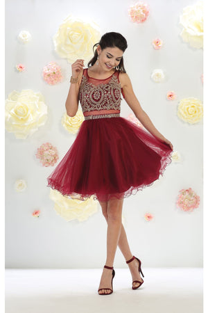 Party Cocktail Dress - Burgundy / 4