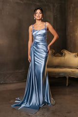 Prom Dress Square Neck Sleeveless Gala Gown By May Queen MQ2145 - DUSTY BLUE / 4 - Dress