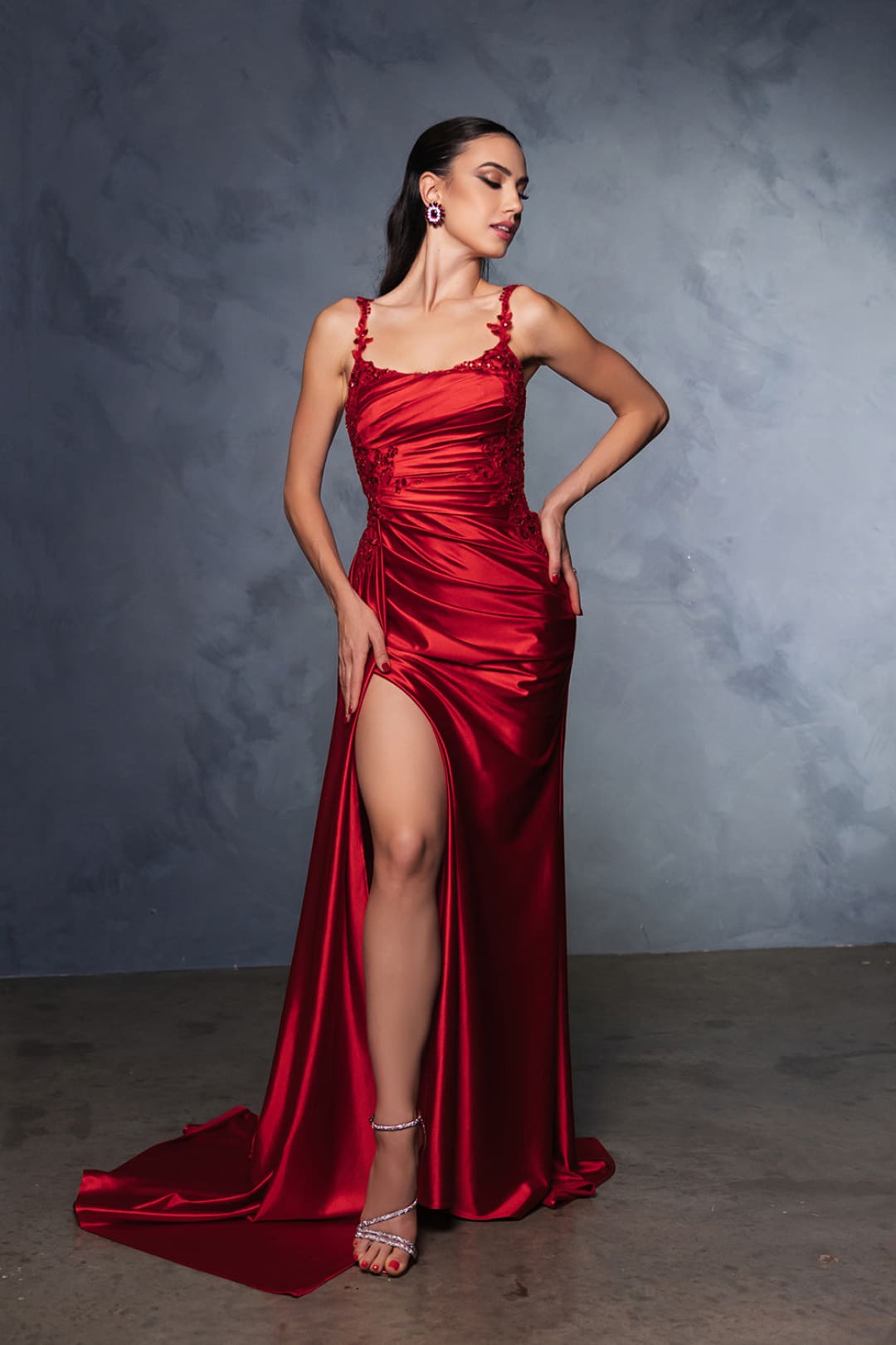 Prom Dress Square Neck Sleeveless Gala Gown By May Queen MQ2145 - RED / 4 - Dress