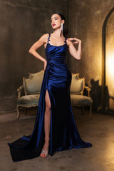 Prom Dress Square Neck Sleeveless Gala Gown By May Queen MQ2145B - NAVY / 22 - Dress