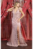 Feathered Glitter Prom Dress - Dress